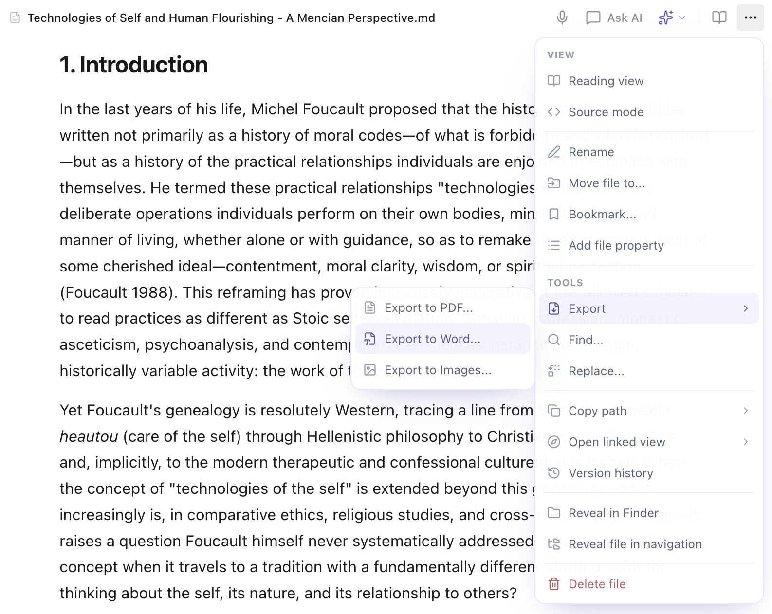 A brief open in Word with numbered citations in the text and a sources list at the end quoting the passage each one came from
